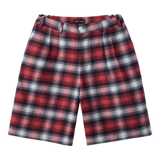 Pleated Plaid Shorts