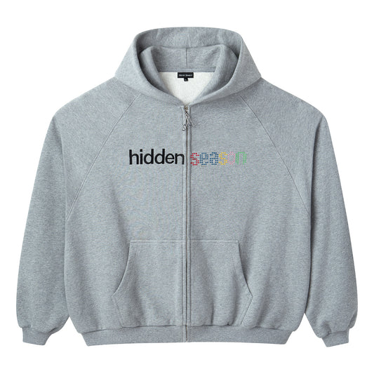 Grey Hidden Season Zip Up Hoodie