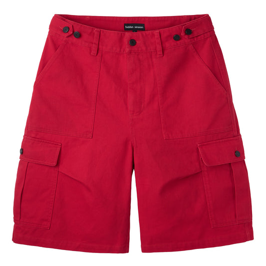 Red Utility Cargo Shorts