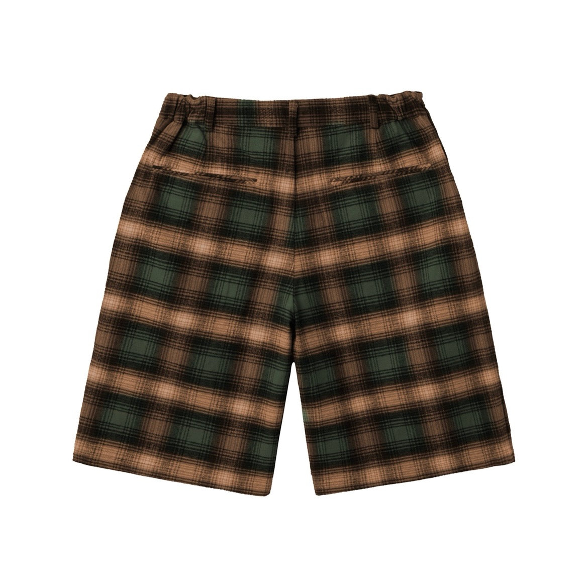 Green Plaid Pleated Shorts