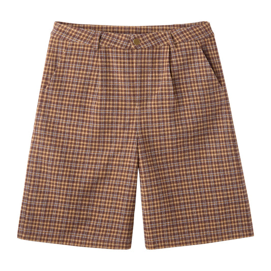 Oversized Plaid Shorts Brown