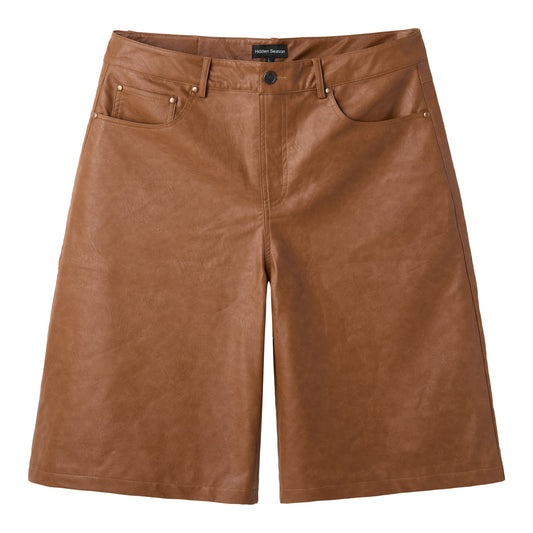 Brown Leather Shorts