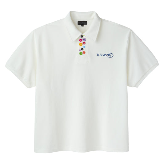 White Multi button Polo