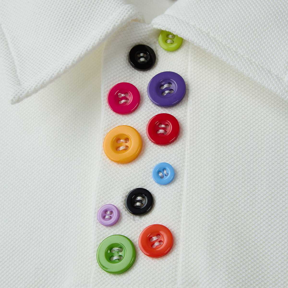 White Multi button Polo