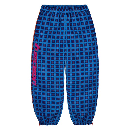 Blue Plaid Nylon Pants