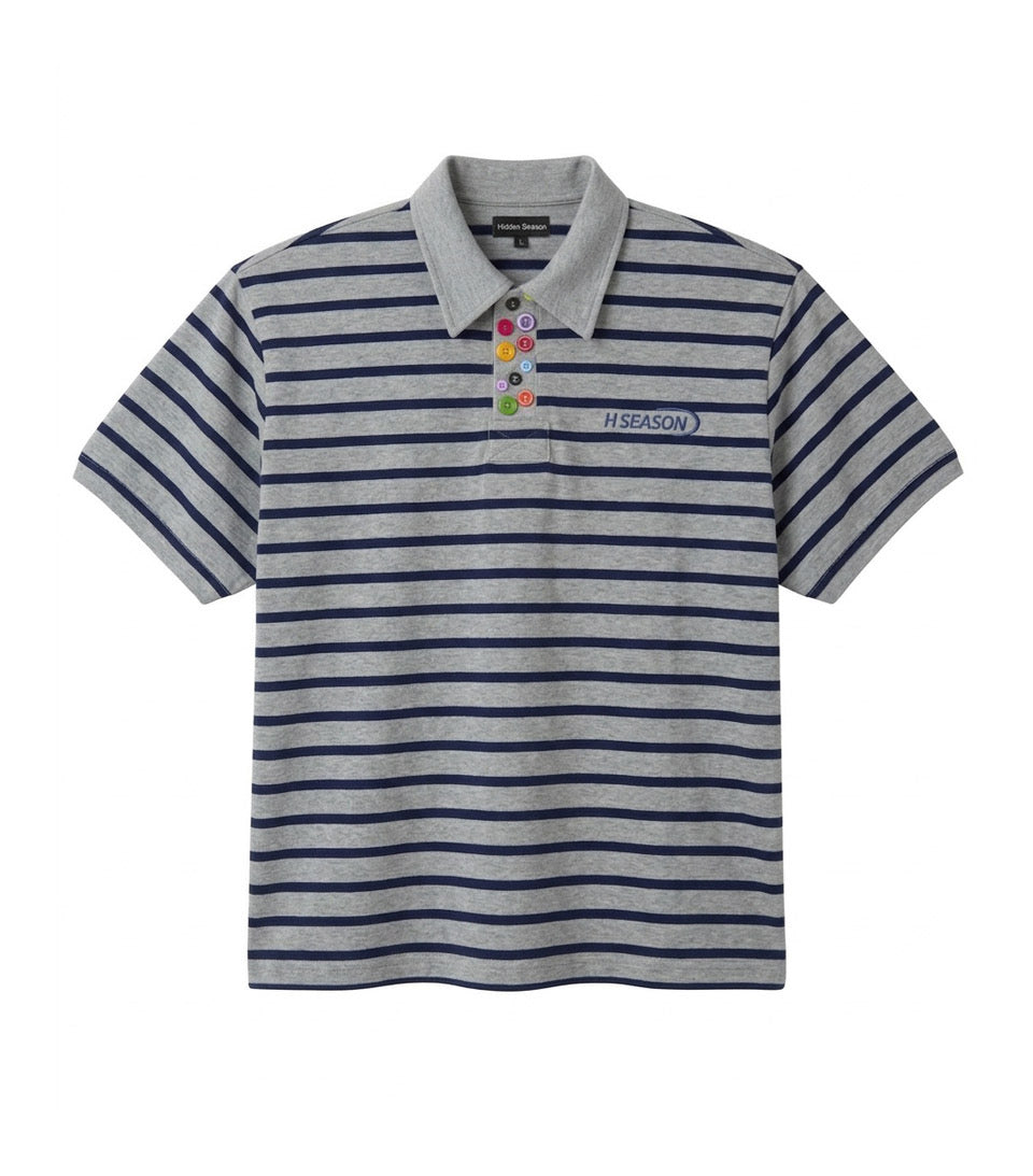 Grey Multi button Polo